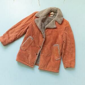 Vintage 80s Citation Brown Faux Fur Lined Thick Thermal Coat 36 Medium Small